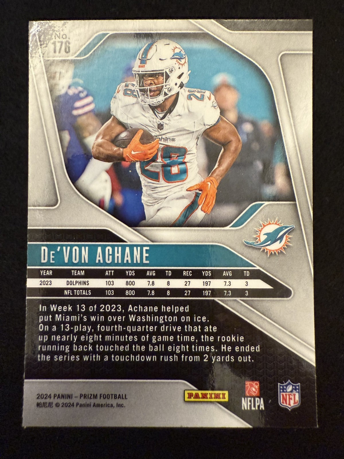 2024 Prizm De’Von Achane (#176) MINT Silver Prizm ^GRUMPYBUCK^