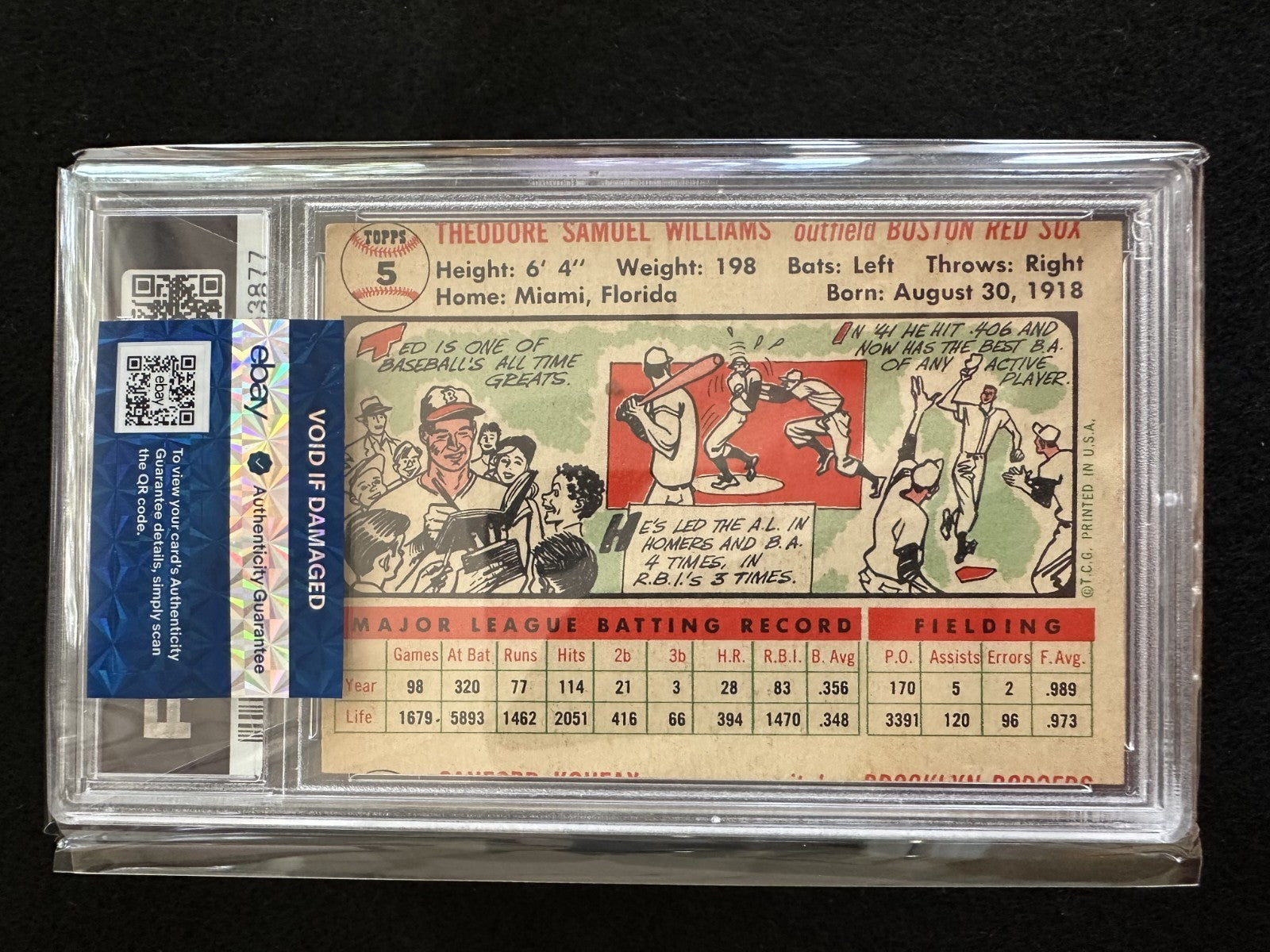 1956 Topps Ted Williams (#5) PSA 6 MC Best MC of All Time w/Koufax ^GRUMPYBUCK^