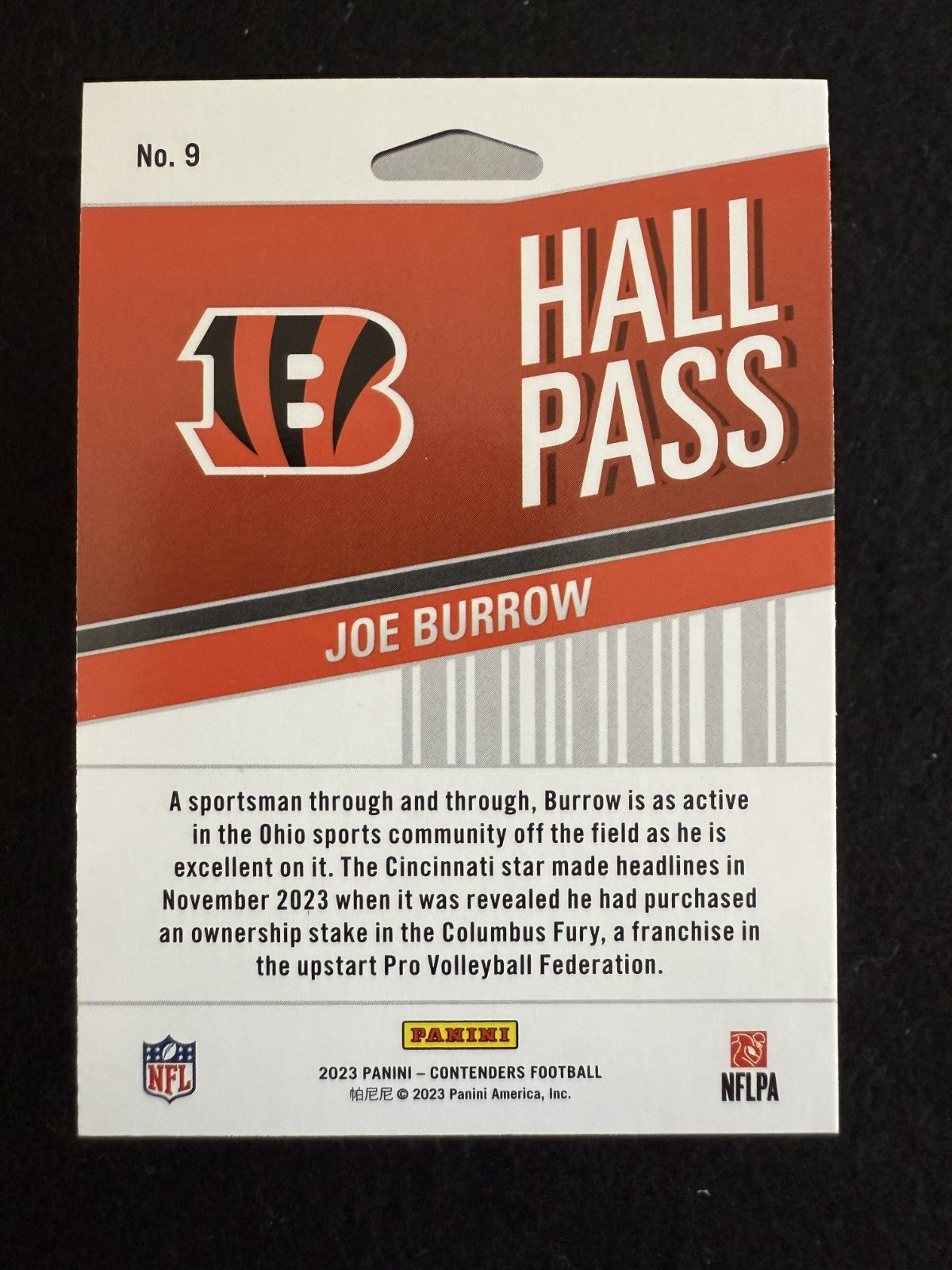 2023 Panini Contenders Hall Pass Joe Burrow (#9) MINT ^GRUMPYBUCK^