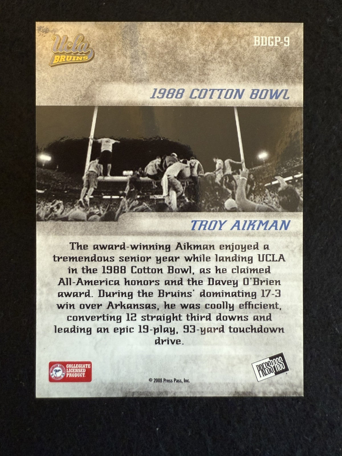2008 Press Pass Legends Bowl Edition Troy Aikman (#BDGP-9) MINT /250