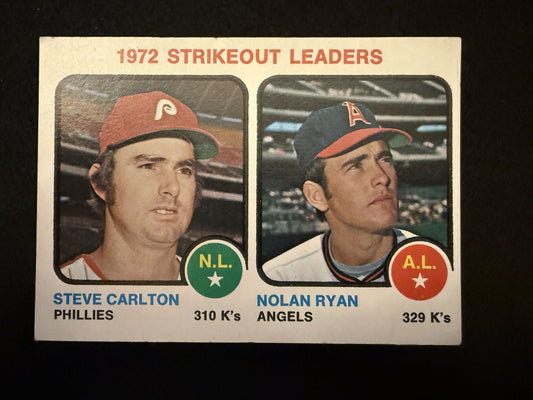 1973 Topps Nolan Ryan Steve Carlton (#67) EX HOFers, K Leaders ^GRUMPYBUCK^