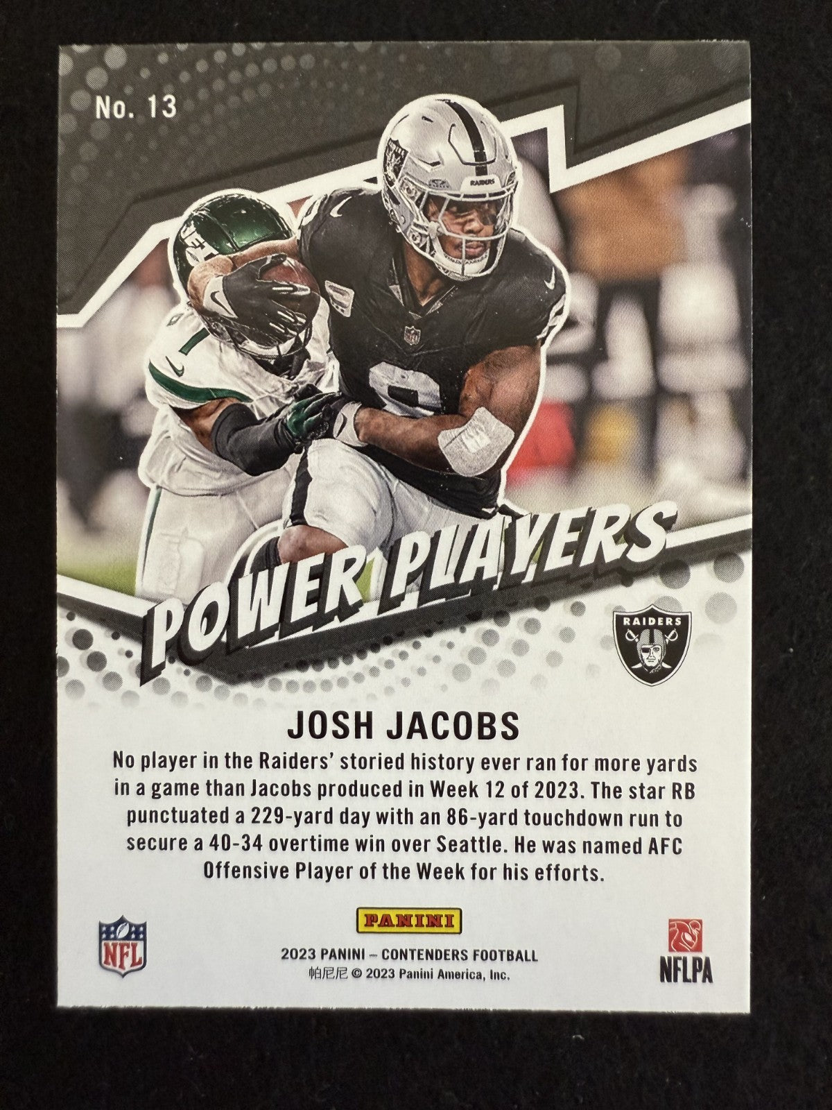 2023 Panini Contenders Power Players Josh Jacobs (#13) MINT Raiders ^GRUMPYBUCK^