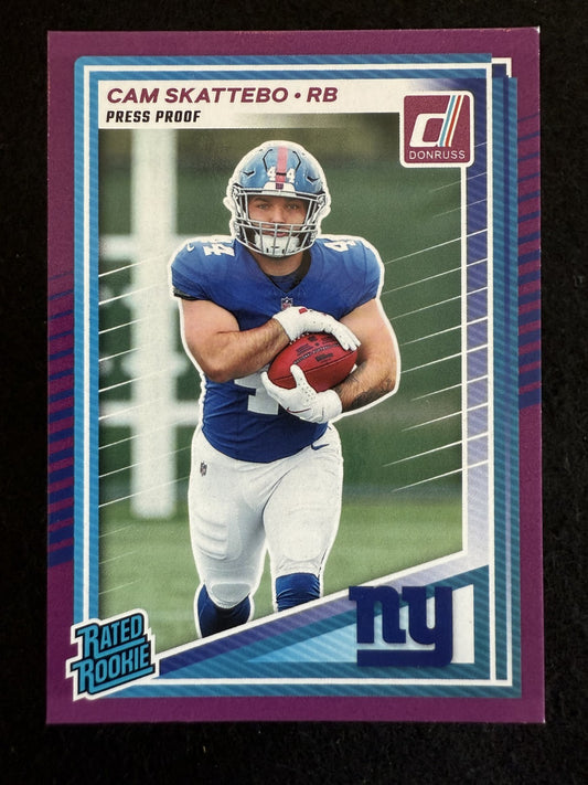 2025 Donruss Cam Skattebo (#302) NM Rookie, Purple Press Proof ^GRUMPYBUCK^
