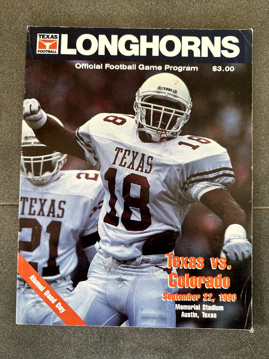 Texas vs Colorado Football Program – Sept. 22, 1990 – "Shock the Nation" Memento