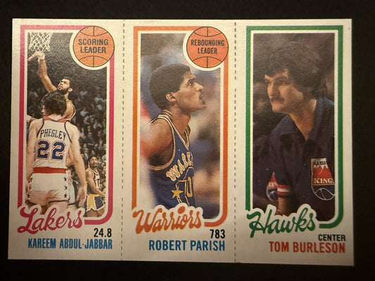 1980-81 Topps Kareem Abdul-Jabbar, Robert Parish, Tom Burleson (#126-93-132) NM