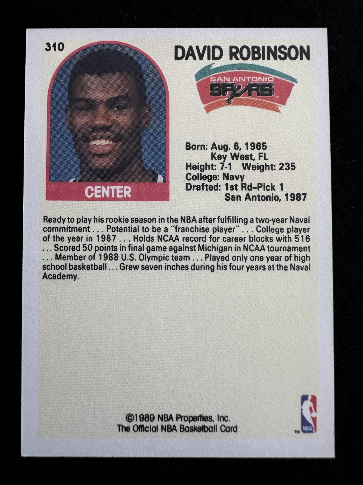 1989-90 NBA Hoops David Robinson (#310) NM Rookie Card, HOFer ^GRUMPYBUCK^