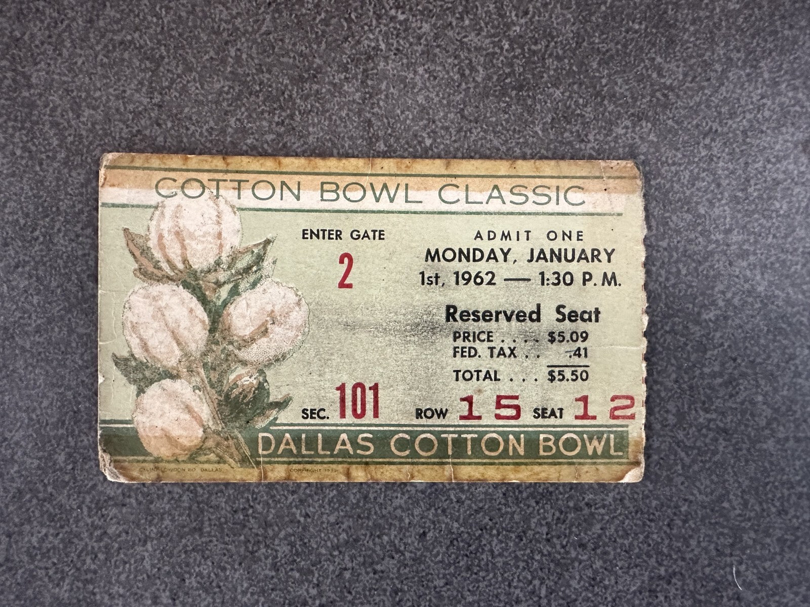 1962 Cotton Bowl Program & Game Ticket (Texas vs. Ole Miss) ^GRUMPYBUCK^