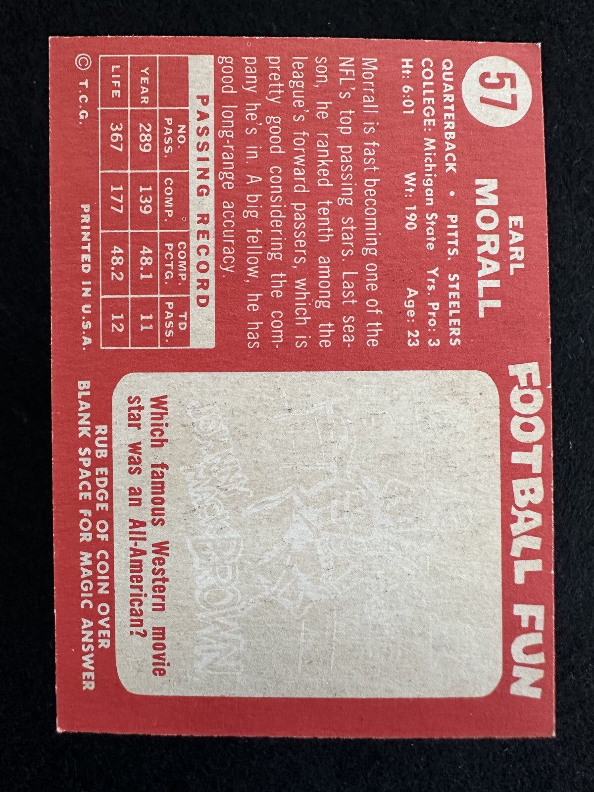 1958 Topps Earl Morrall (#57) EX MVP, SB Champ ^GRUMPYBUCK^