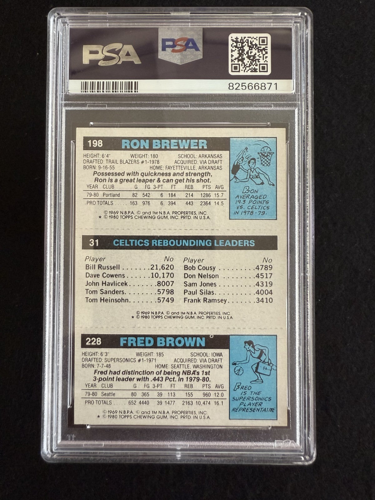 1980-81 Topps Larry Bird (#198) PSA 8 Rookie Card w/ Brown, Brewer ^GRUMPYBUCK^