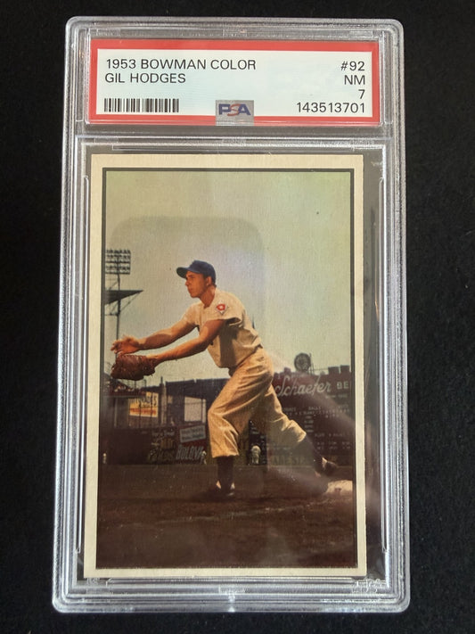1953 Bowman Color Gil Hodges (#92) PSA 7, Brand-New Slab! ^GRUMPYBUCK^