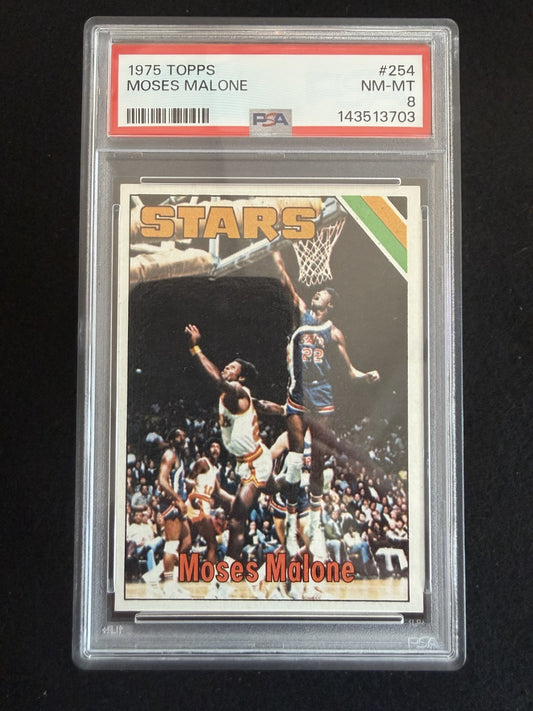 1975-76 Topps Moses Malone (#254) PSA 8 Brand-New Slab, Rookie Card ^GRUMPYBUCK^