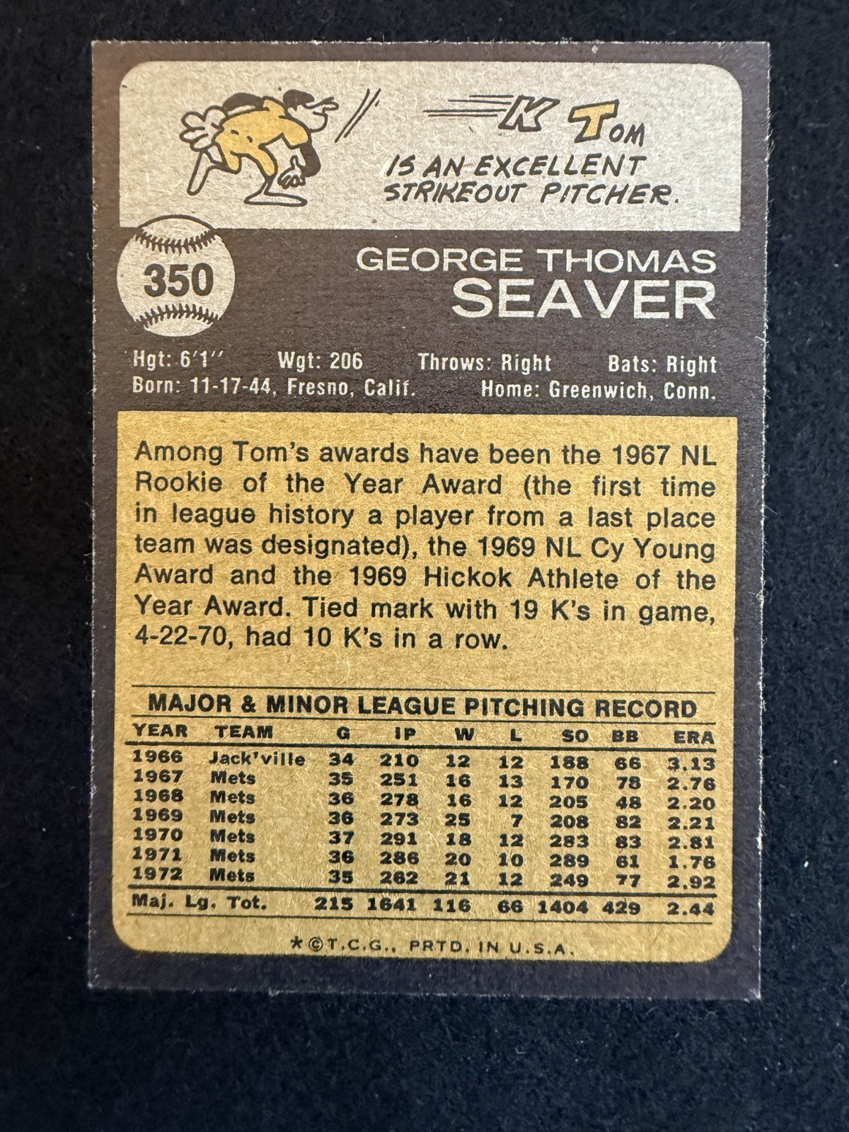 1973 Topps Tom Seaver (#350) EX HOFer, Mets Icon & Franchise Legend ^GRUMPYBUCK^
