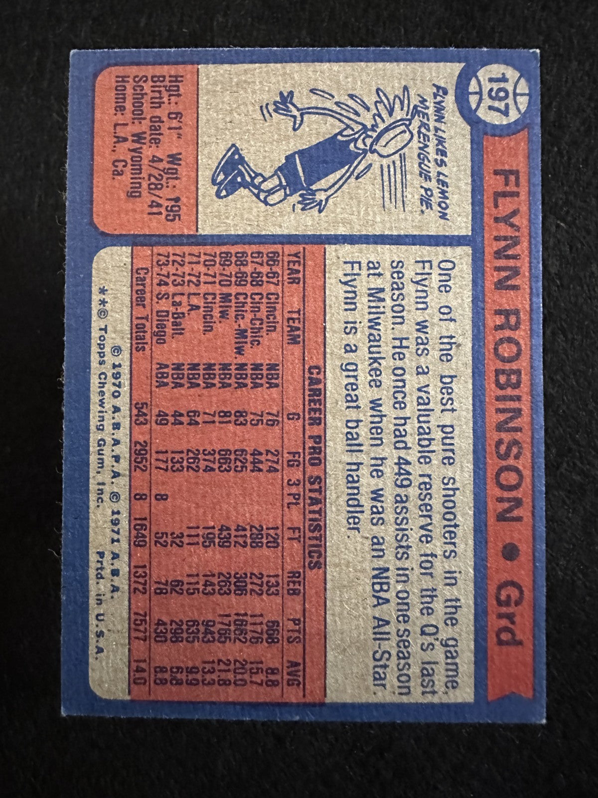 1974-75 Topps Flynn Robinson (#197) EX Instant Point, Lakers Champ ^GRUMPYBUCK^