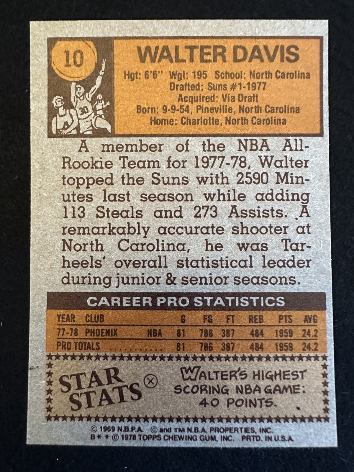 1978-79 Topps Walter Davis (#10) NM Rookie Card, Smooth Scorer ^GRUMPYBUCK^