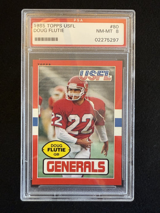 1985 Topps USFL Doug Flutie (#80) PSA 8 Heisman Winner, Rookie Card ^GRUMPYBUCK^