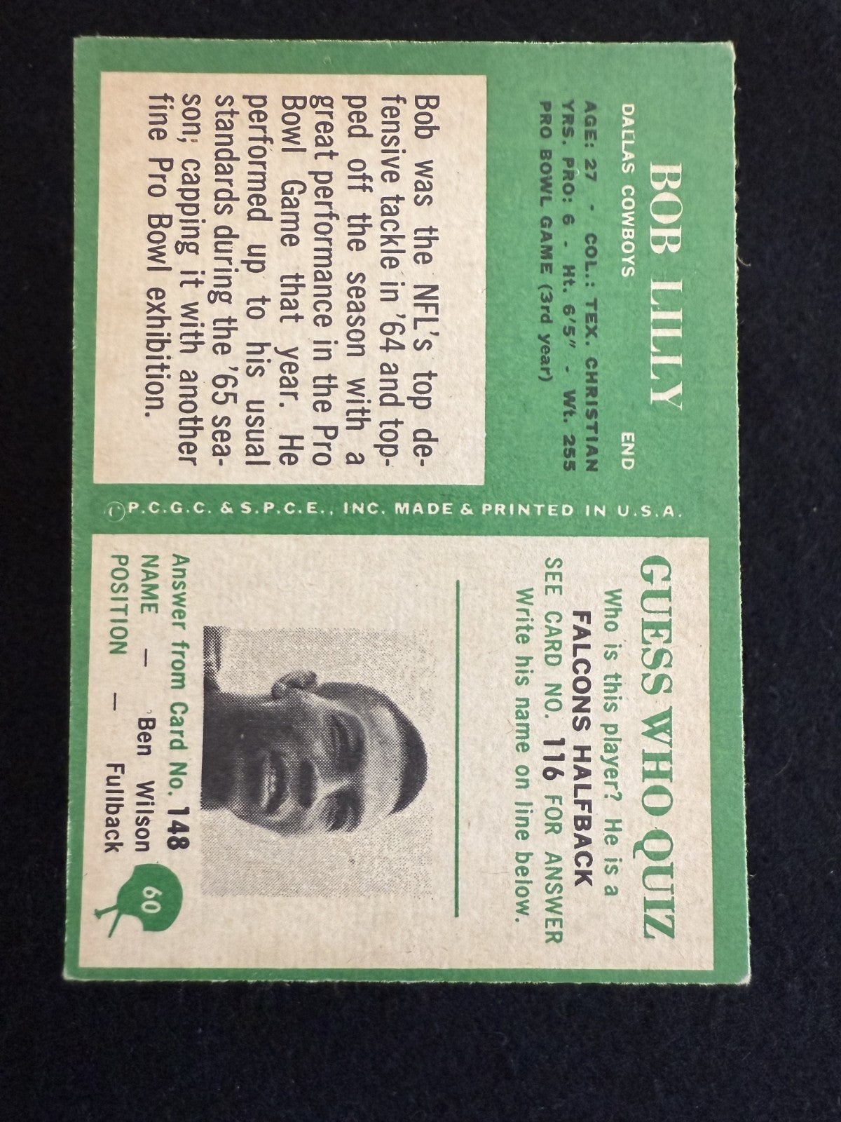 1966 Philadelphia Bob Lilly (#60) EX HOFer, Cowboys Great ^GRUMPYBUCK^