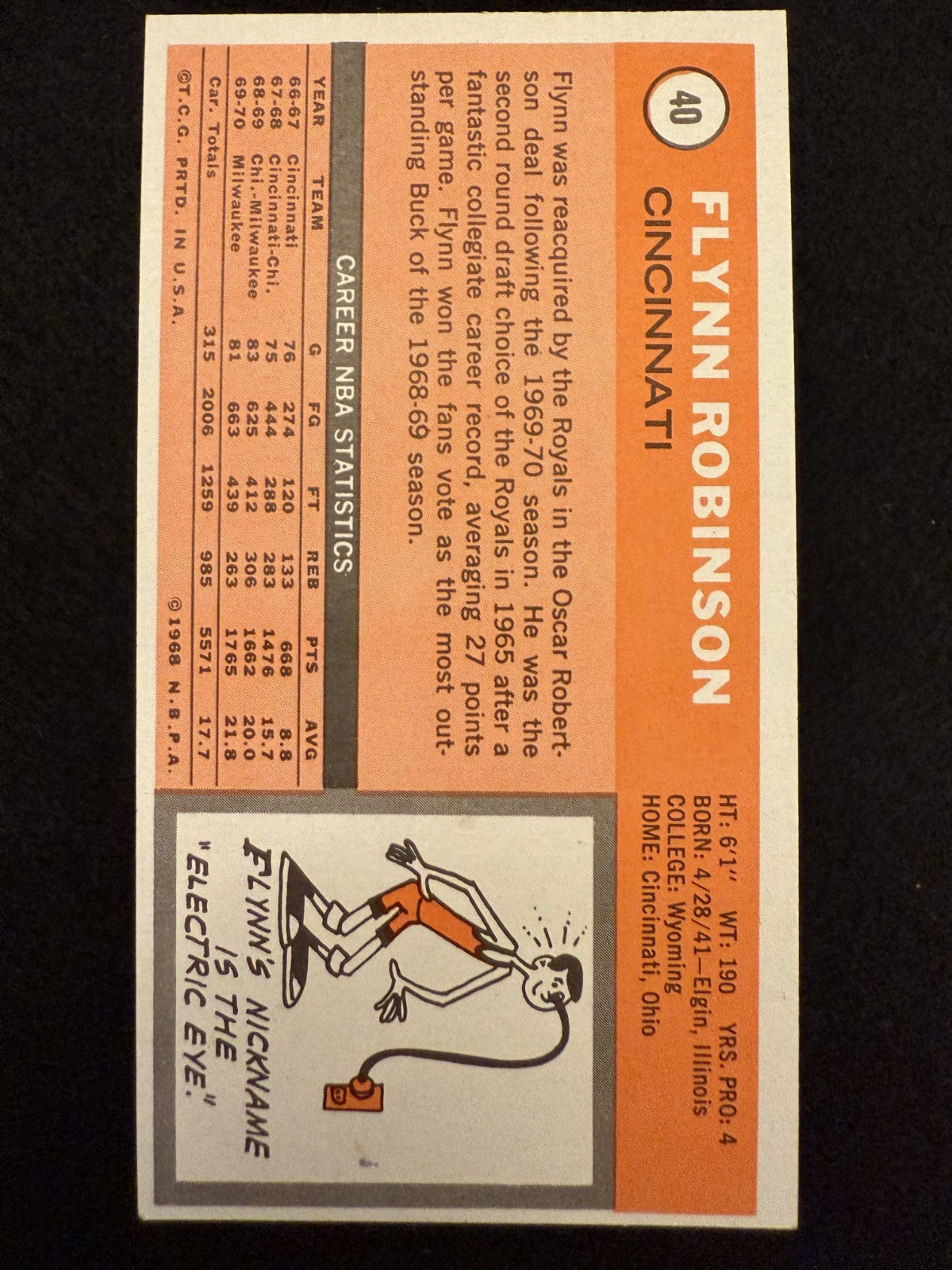 1970-71 Topps Flynn Robinson (#40) NM Tallboy ^GRUMPYBUCK^