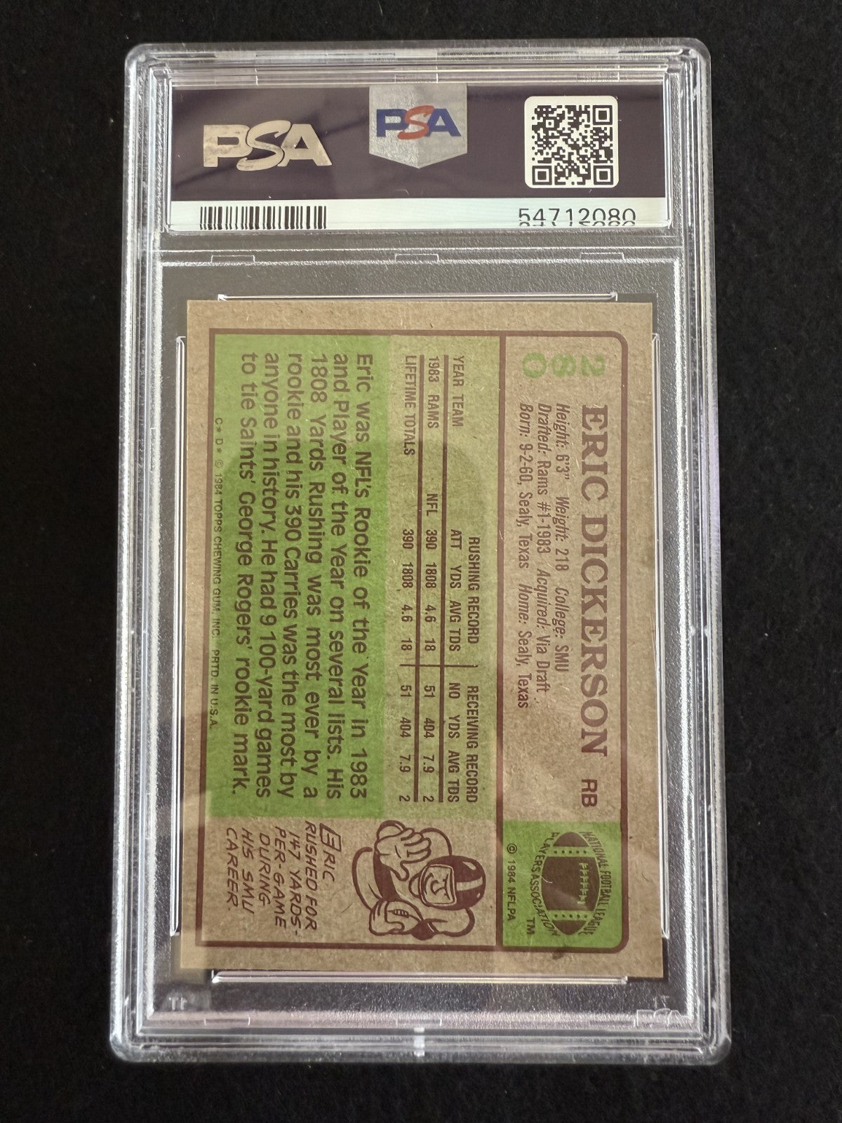 1984 Topps Eric Dickerson (#280) PSA 8 Rookie Card, Rams Great ^GRUMPYBUCK^