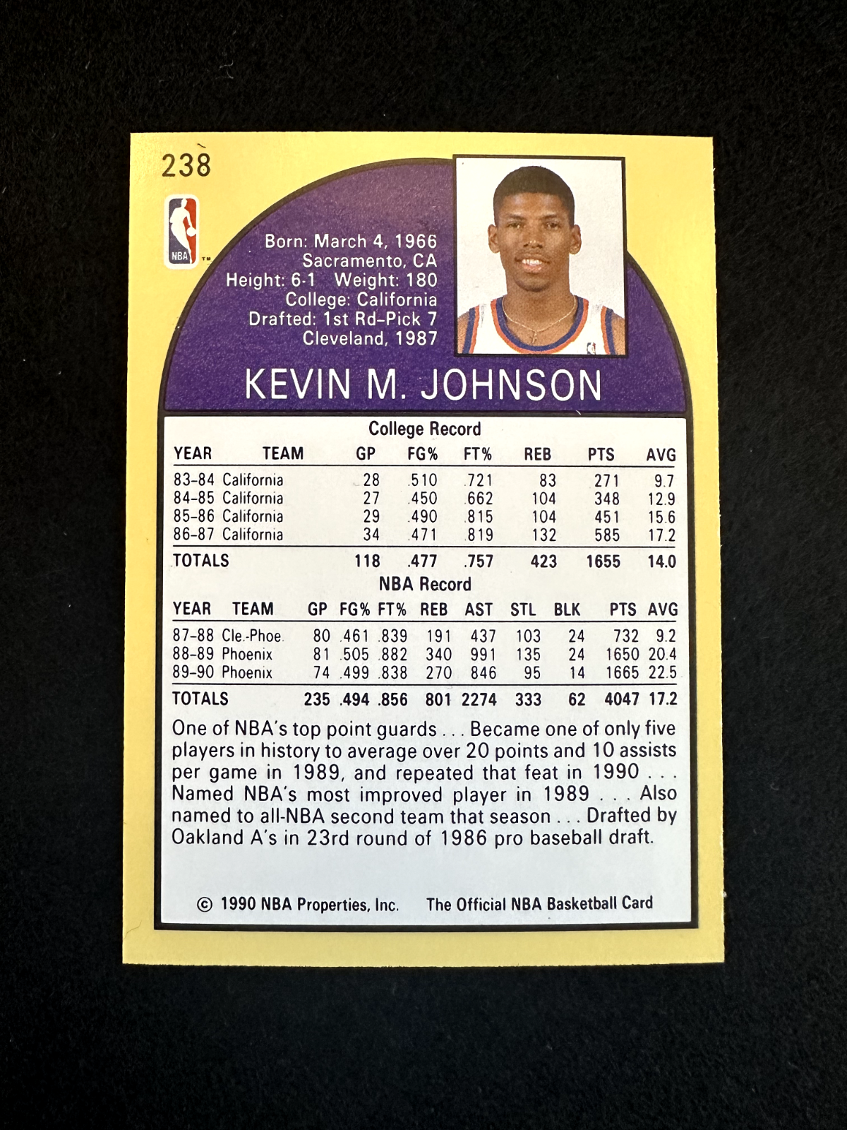 1990–91 NBA Hoops Kevin Johnson Base/Error (#238) Guard/Forward NM ^GRUMPYBUCK^