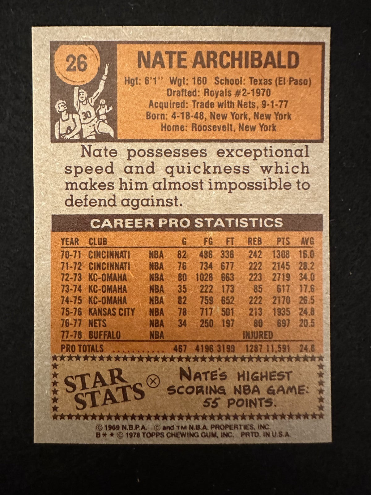 1978-79 Topps Tiny Archibald (#26) NM Celtics Legend, HOFer, PG ^GRUMPYBUCK^