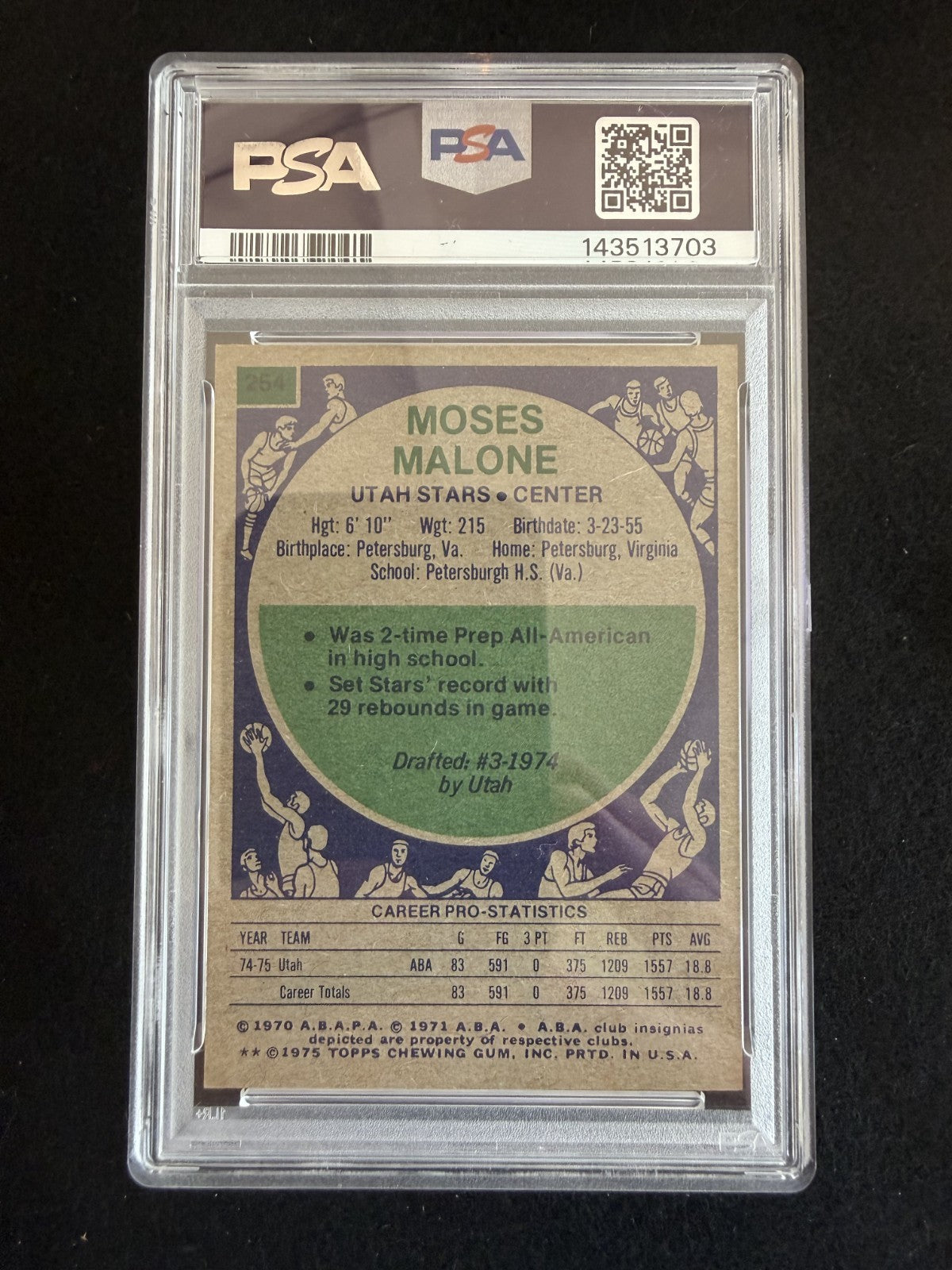 1975-76 Topps Moses Malone (#254) PSA 8 Brand-New Slab, Rookie Card ^GRUMPYBUCK^