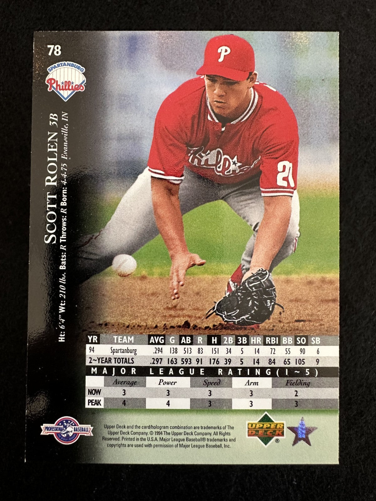 1995 Upper Deck Top Prospect  Scott Rolen (#78) NM Rookie Card ^GRUMPYBUCK^