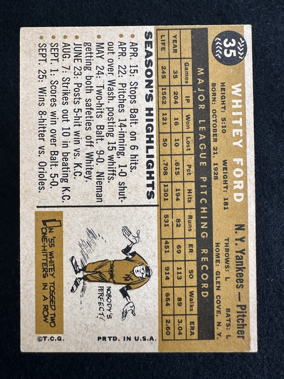 1960 Topps Whitey Ford (#35) EX HOFer, Yankees Great ^GRUMPYBUCK^