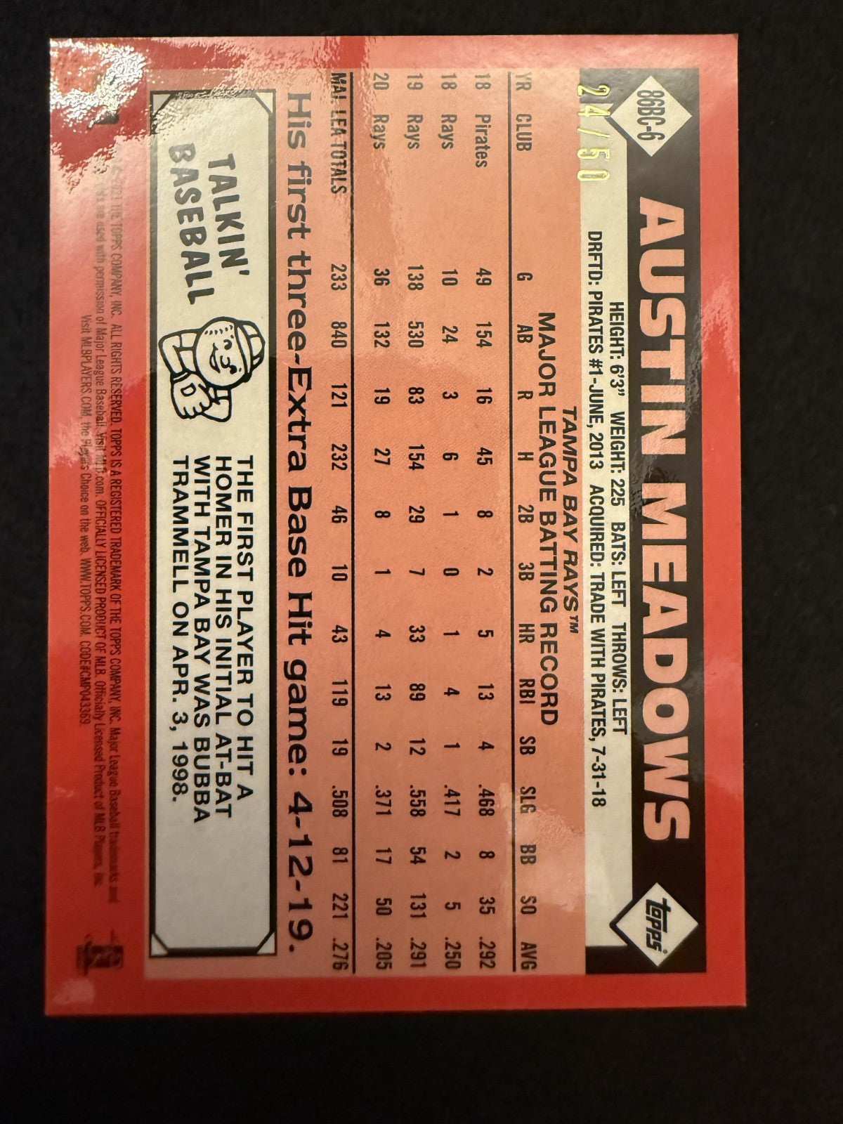 2021 Topps Austin Meadows 1986 Chrome Gold /50 (#86BC-6) MINT ^GRUMPYBUCK^