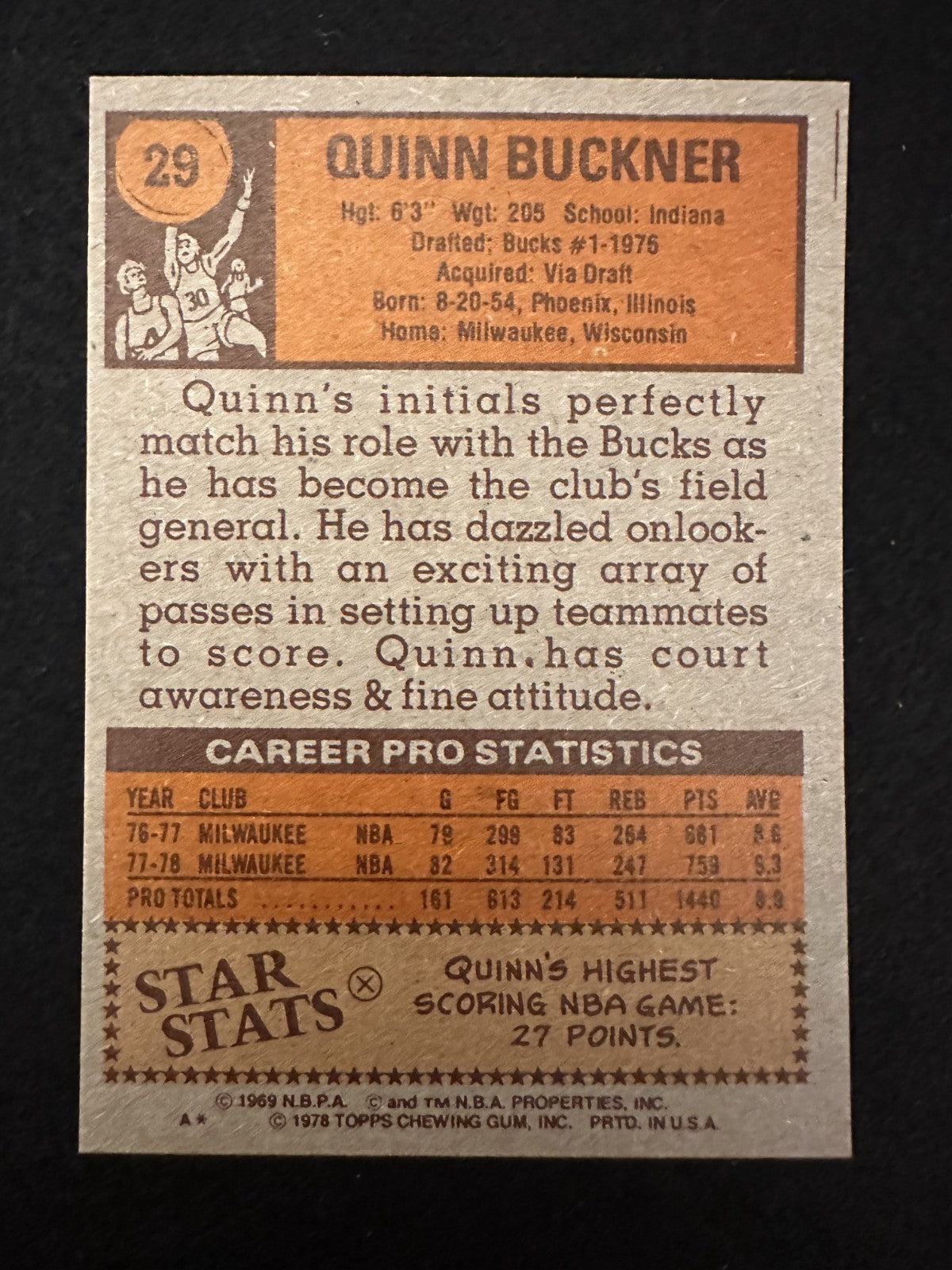 1978-79 Topps Quinn Buckner (#29) NM Rookie Card, Hoops Winner ^GRUMPYBUCK^