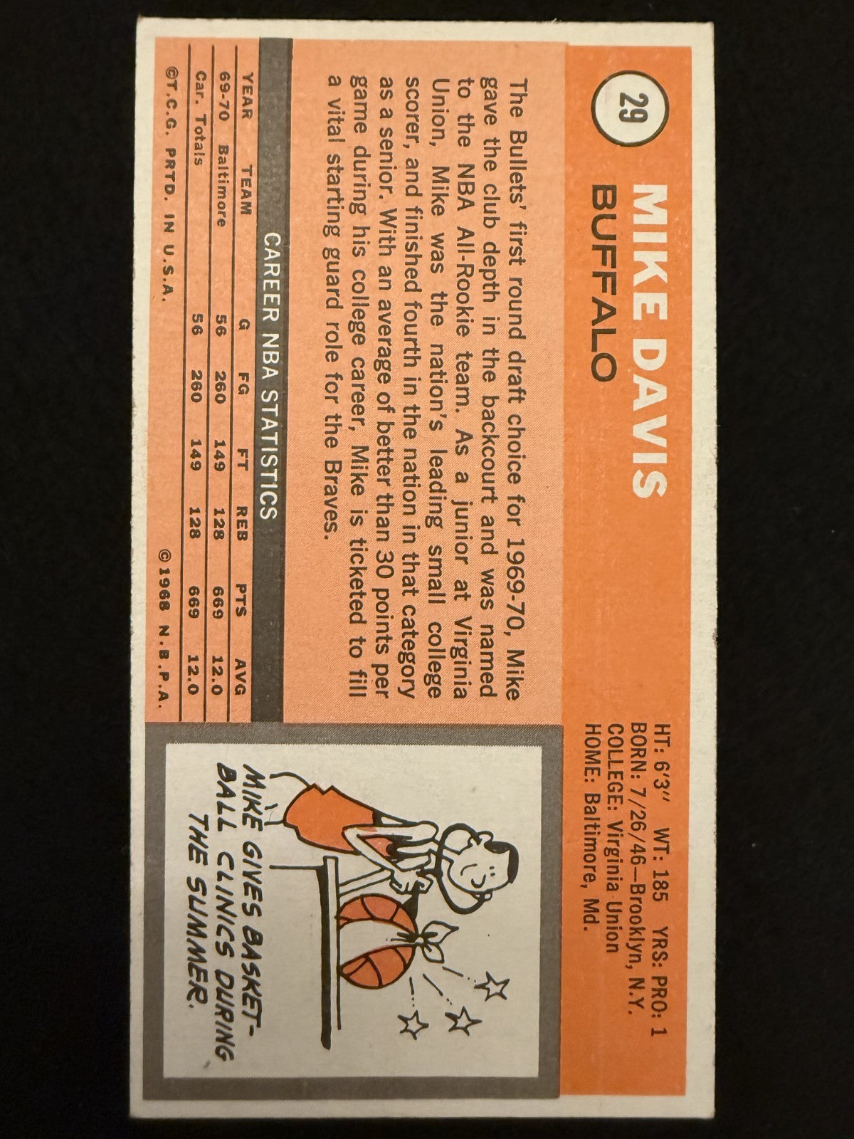 1970-71 Topps Mike Davis (#29) NM Rookie Card, Tallboy ^GRUMPYBUCK^