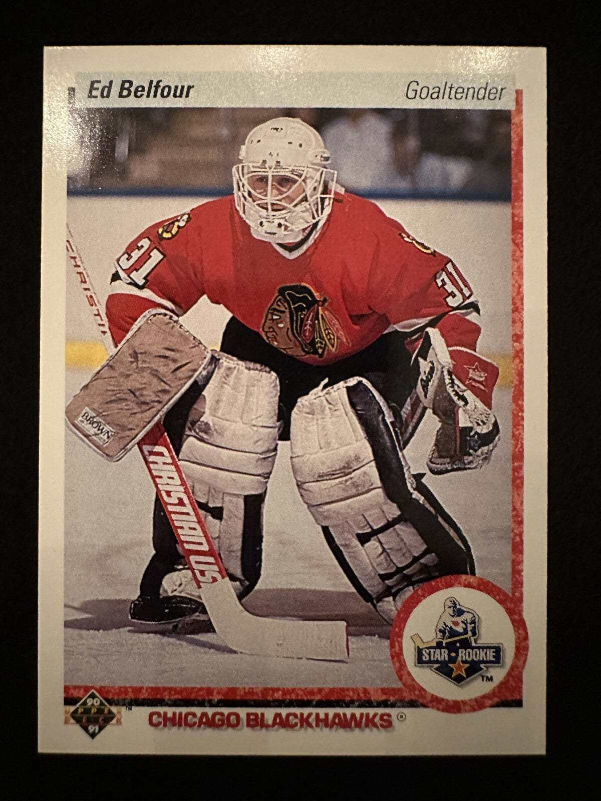 1990–91 Upper Deck Ed Belfour (#55) NM HOFer, Rookie Card, SC Champ ^GRUMPYBUCK^