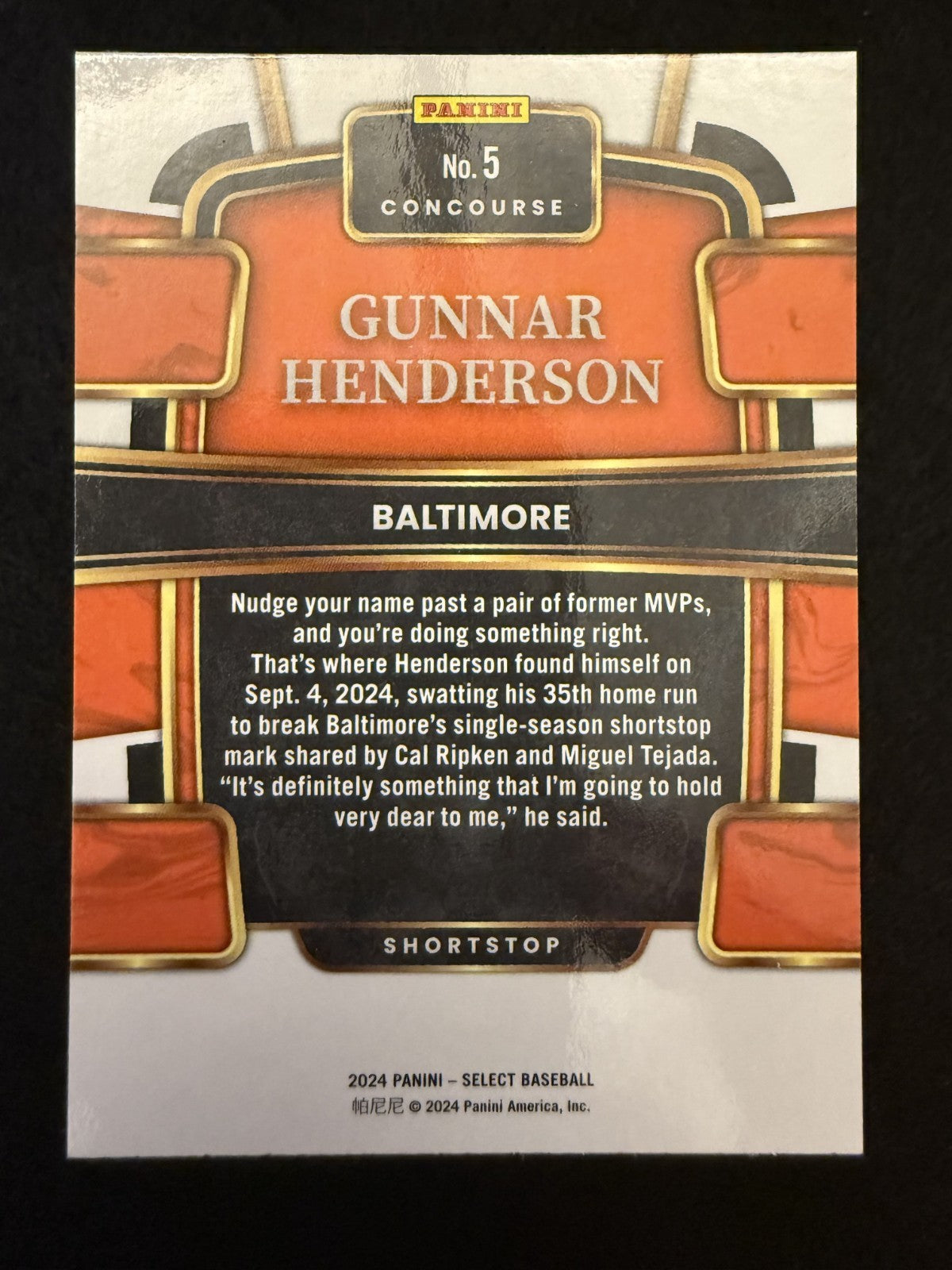 2024 Select Gunnar Henderson (#5) MINT Silver Prizm ^GRUMPYBUCK^