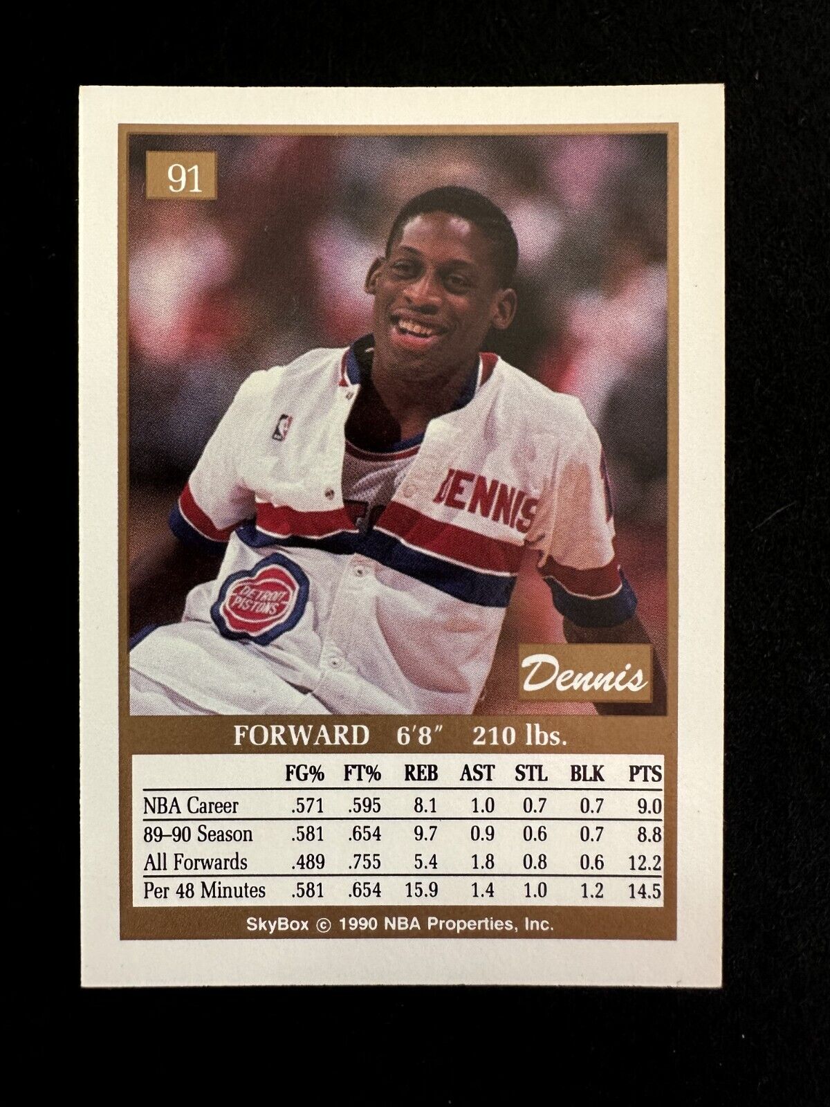 1990–91 Skybox Dennis Rodman (#91) EX HOFer, DPOY ^GRUMPYBUCK^