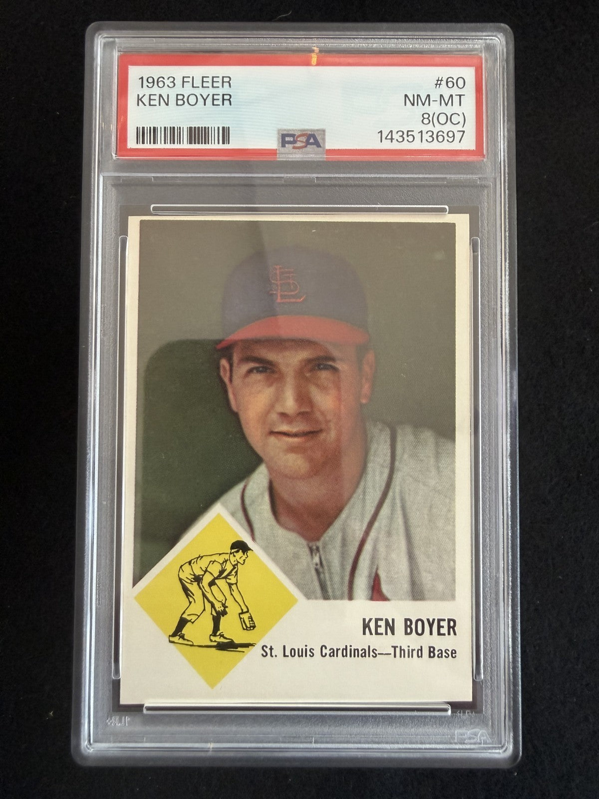 1963 Fleer Ken Boyer (#60) PSA 8(OC) Fresh Slab! 1964 NL MVP ^GRUMPYBUCK^