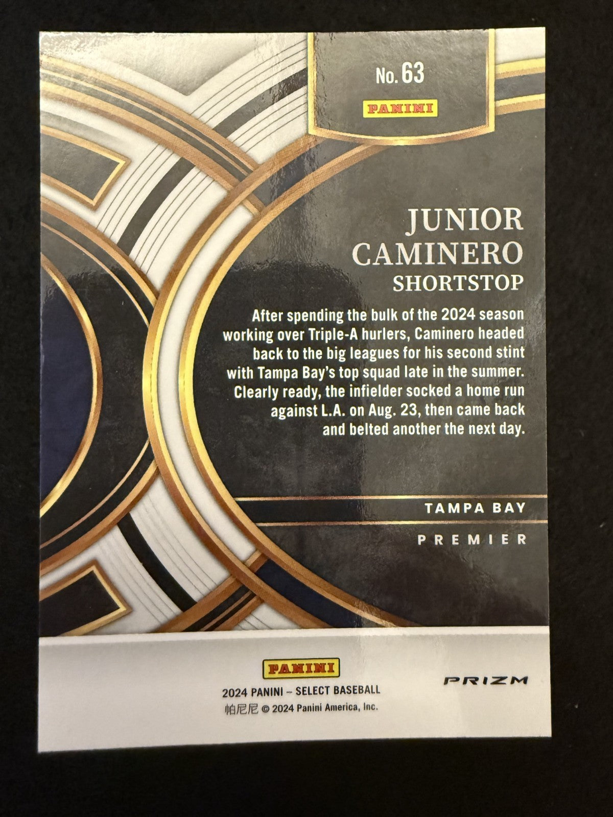 2024 Select Junior Caminero (#63) MINT Tri-Color Prizm, Rookie Card ^GRUMPYBUCK^