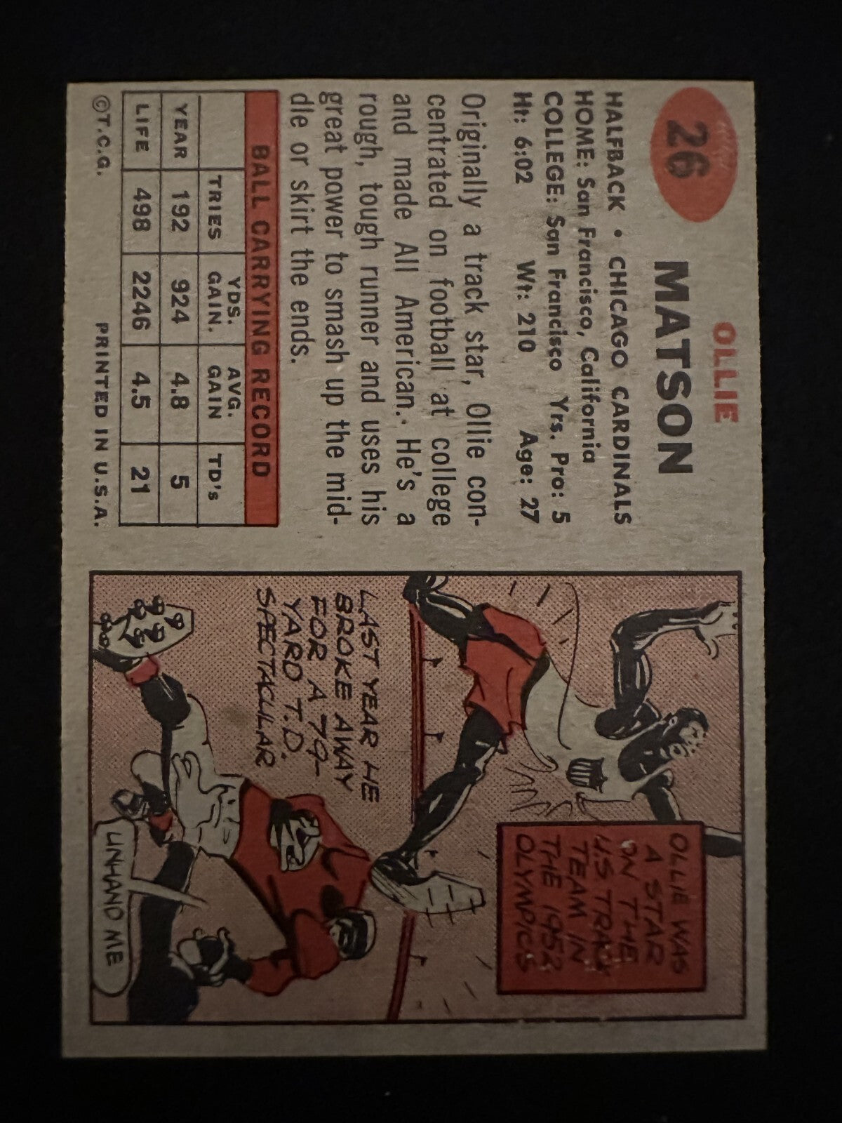 1957 Topps Ollie Matson (#26) NM HOFer, Pro Bowler ^GRUMPYBUCK^