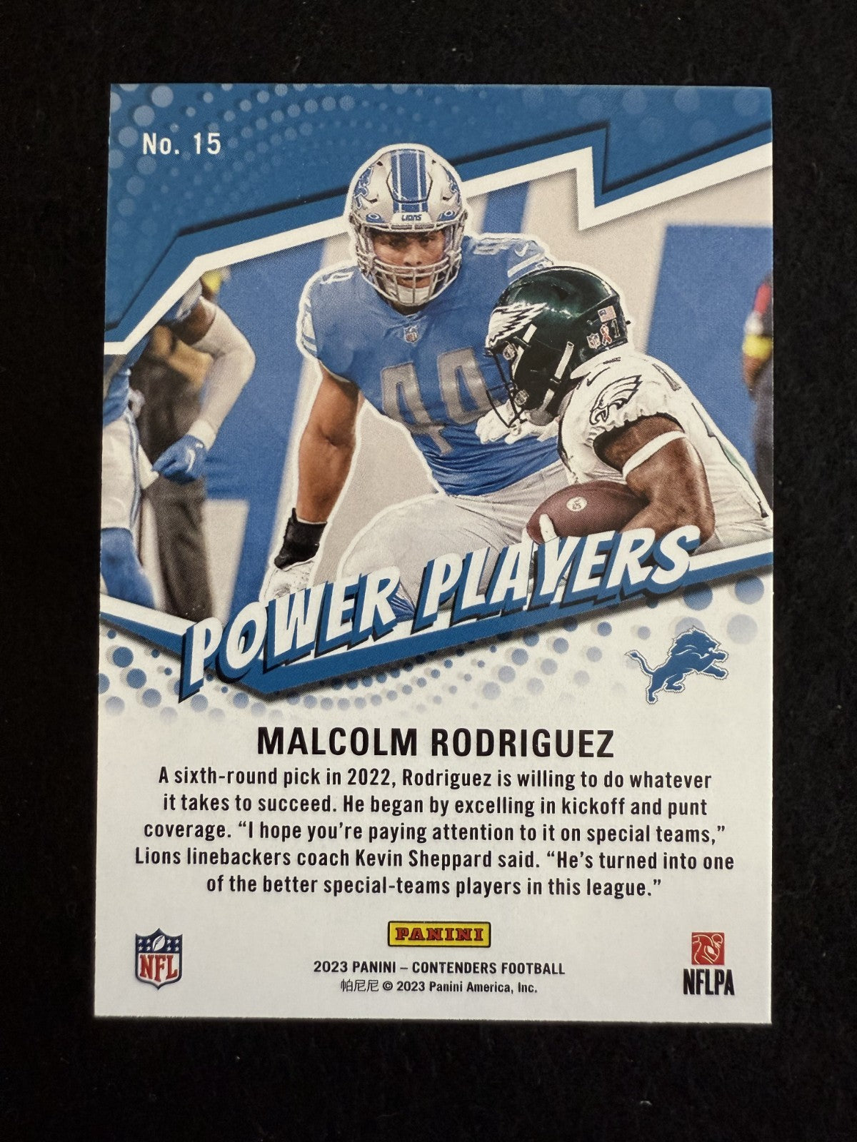 2023 Panini Contenders Power Players Malcolm Rodriguez (#15) MINT ^GRUMPYBUCK^