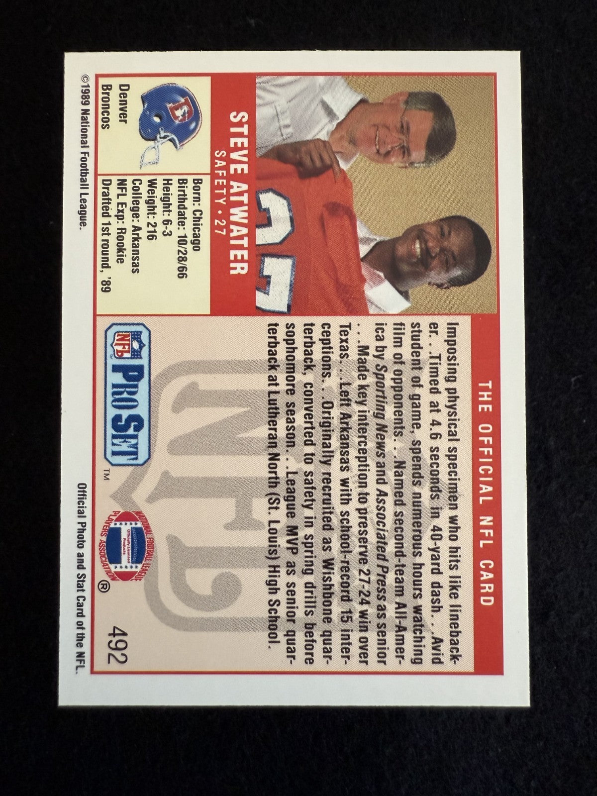 1989 Pro Set Steve Atwater (#492) NM Rookie Card, HOFer, Broncos ^GRUMPYBUCK