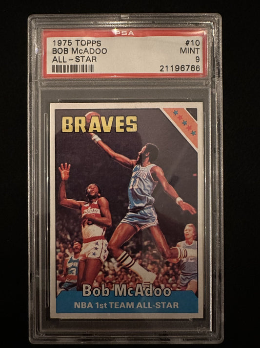 1975–76 Topps Bob McAdoo (#10) PSA 9 HOFer, Braves Star ^GRUMPYBUCK^