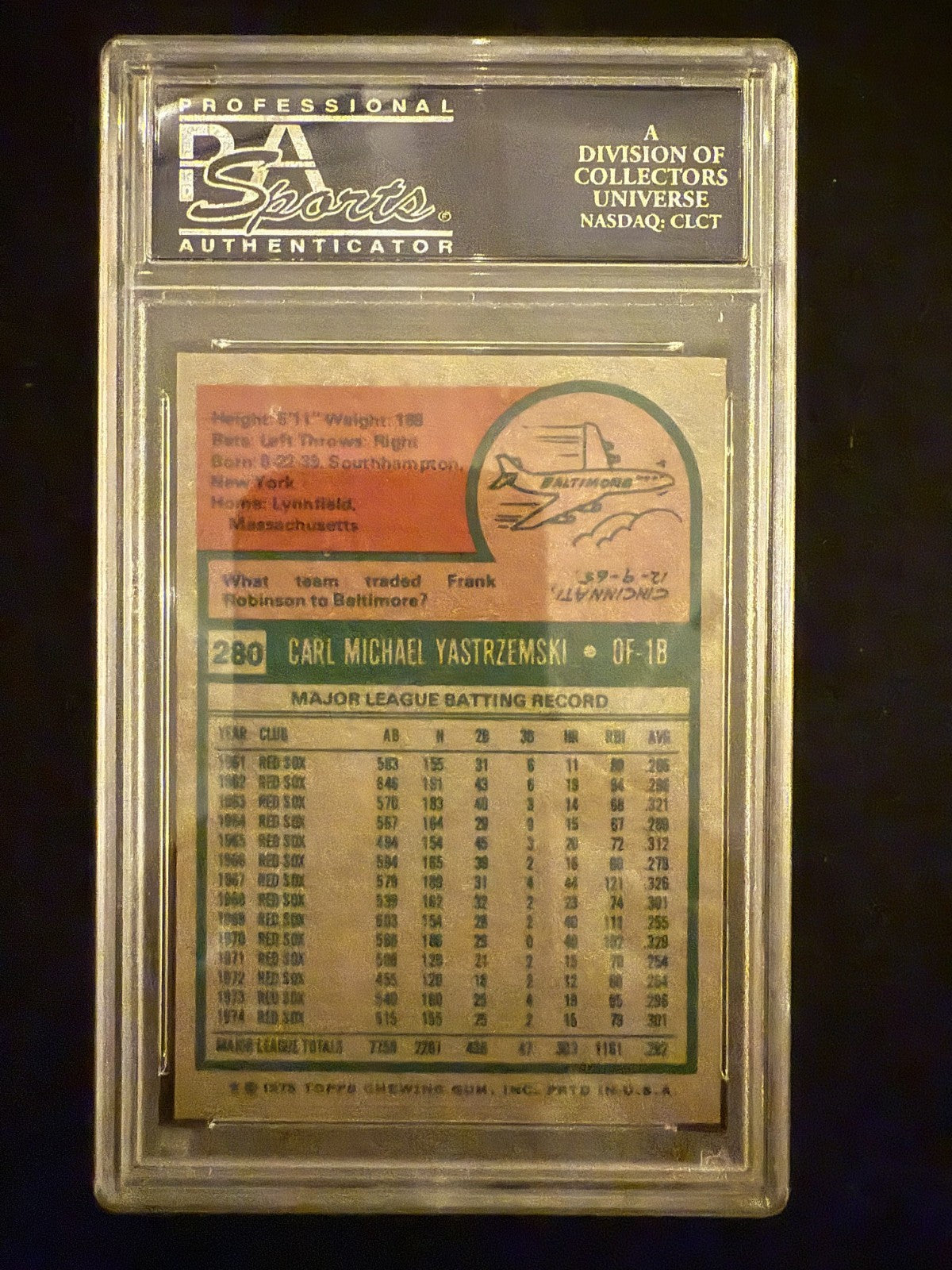 1975 Topps Carl Yastrzemski (#280) PSA 7 Red Sox Icon, HOFer ^GRUMPYBUCK^