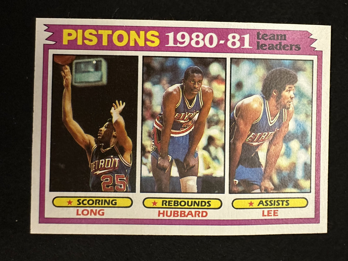 1981-82 Topps Pistons Leaders (#50) NM Long, Hubbard, Lee Trio ^GRUMPYBUCK^