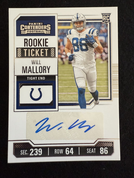 2023 Panini Contenders Will Mallory (#267) MINT Rookie Auto ^GRUMPYBUCK^