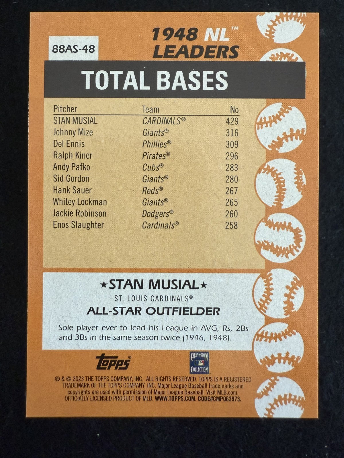 2023 Topps Series 2 Stan Musial (#88AS-48) MT HOFer, “Stan the Man” ^GRUMPYBUCK^