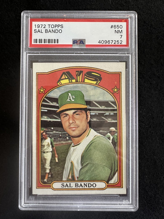1972 Topps Sal Bando (#650) PSA 7 A’s Captain, WS Champ ^GRUMPYBUCK^