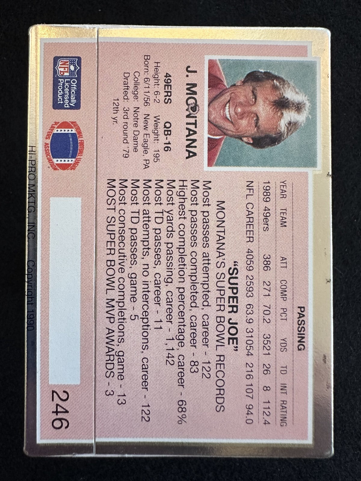 1990 Action Packed Joe Montana (#246) EX 49ers Legend, HOFer ^GRUMPYBUCK^