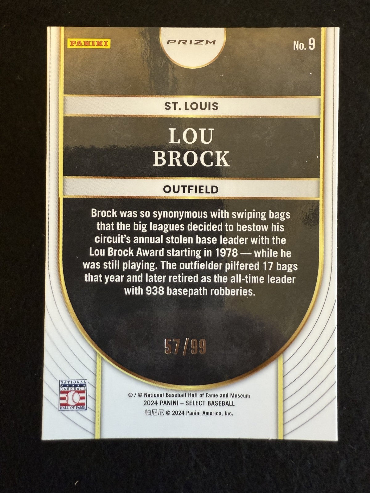 2024 Panini Select Concourse Lou Brock (#85) MINT Red Prizm /99 ^GRUMPYBUCK^