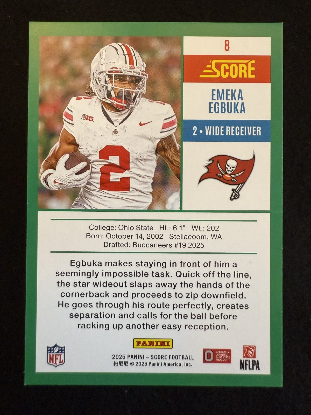 2025 Score Emeka Egbuka (#8) MINT Anniversary Rookie Card, OSU ^GRUMPYBUCK^