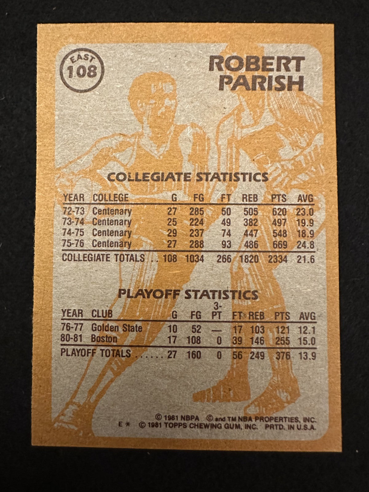 1981-82 Topps Robert Parish (#108E) NM HOFer, Celtics Dynasty ^GRUMPYBUCK^