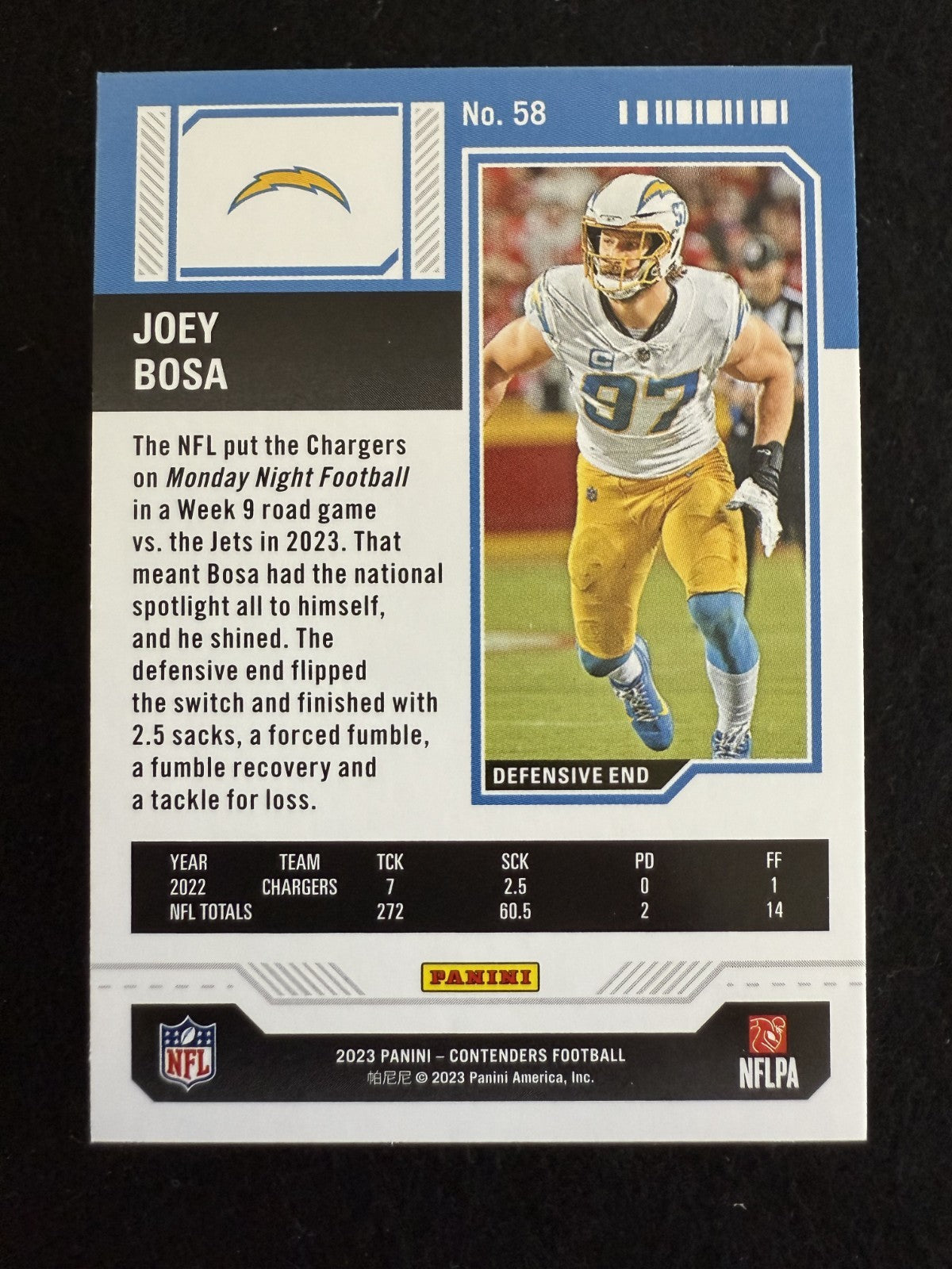 2023 Panini Contenders Joey Bosa (#58) MINT Season Ticket ^GRUMPYBUCK^