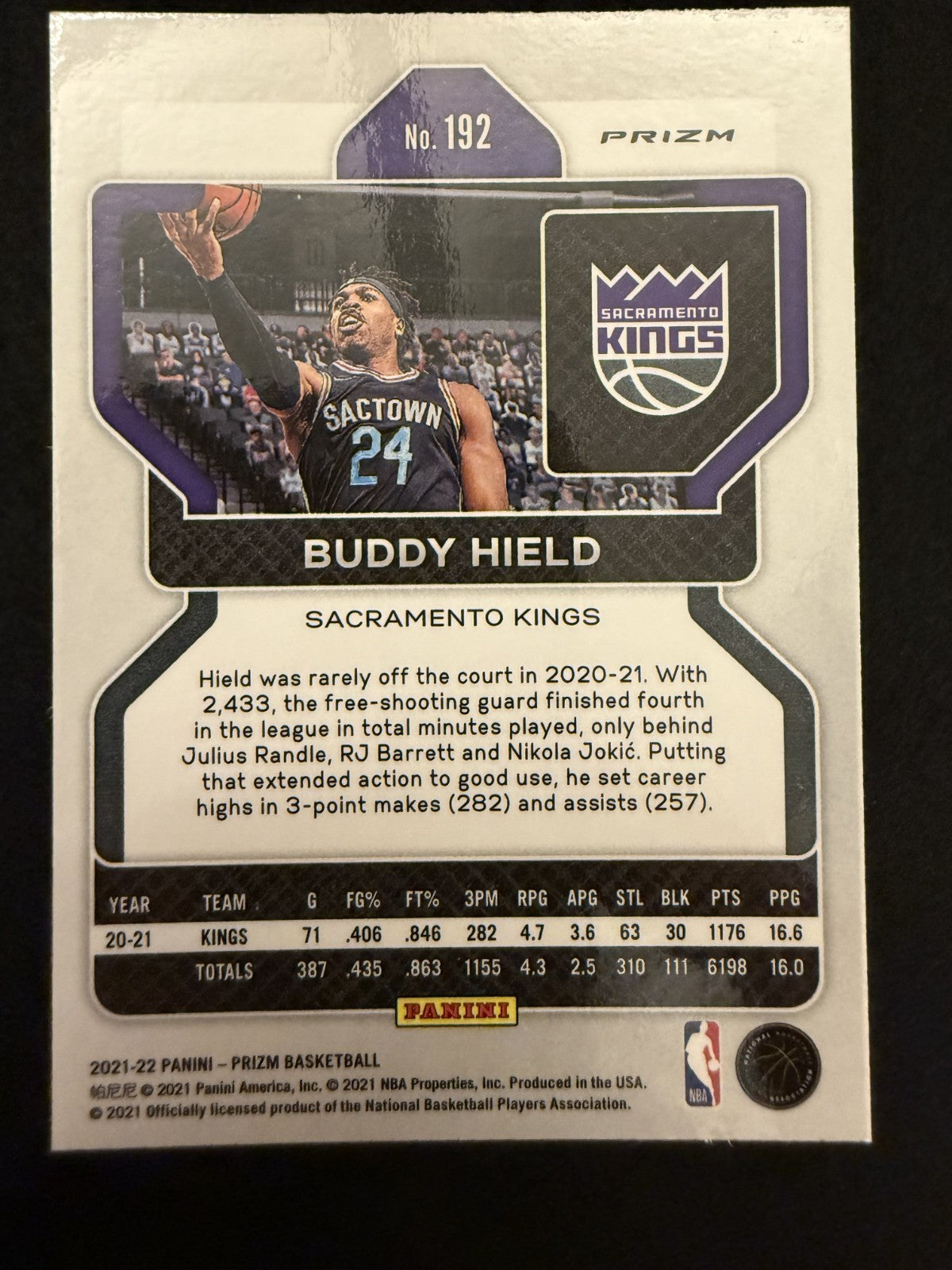 2021-22 Prizm Buddy Hield (#192) MINT Orange Ice Prizm ^GRUMPYBUCK^